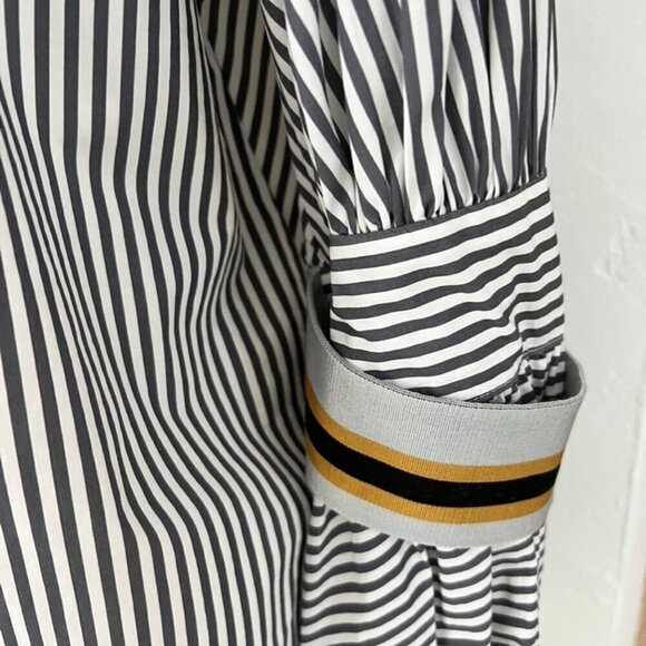 Silvia Tcherassi gray white unique long sleeve stripped shirt size L - Picture 6 of 8